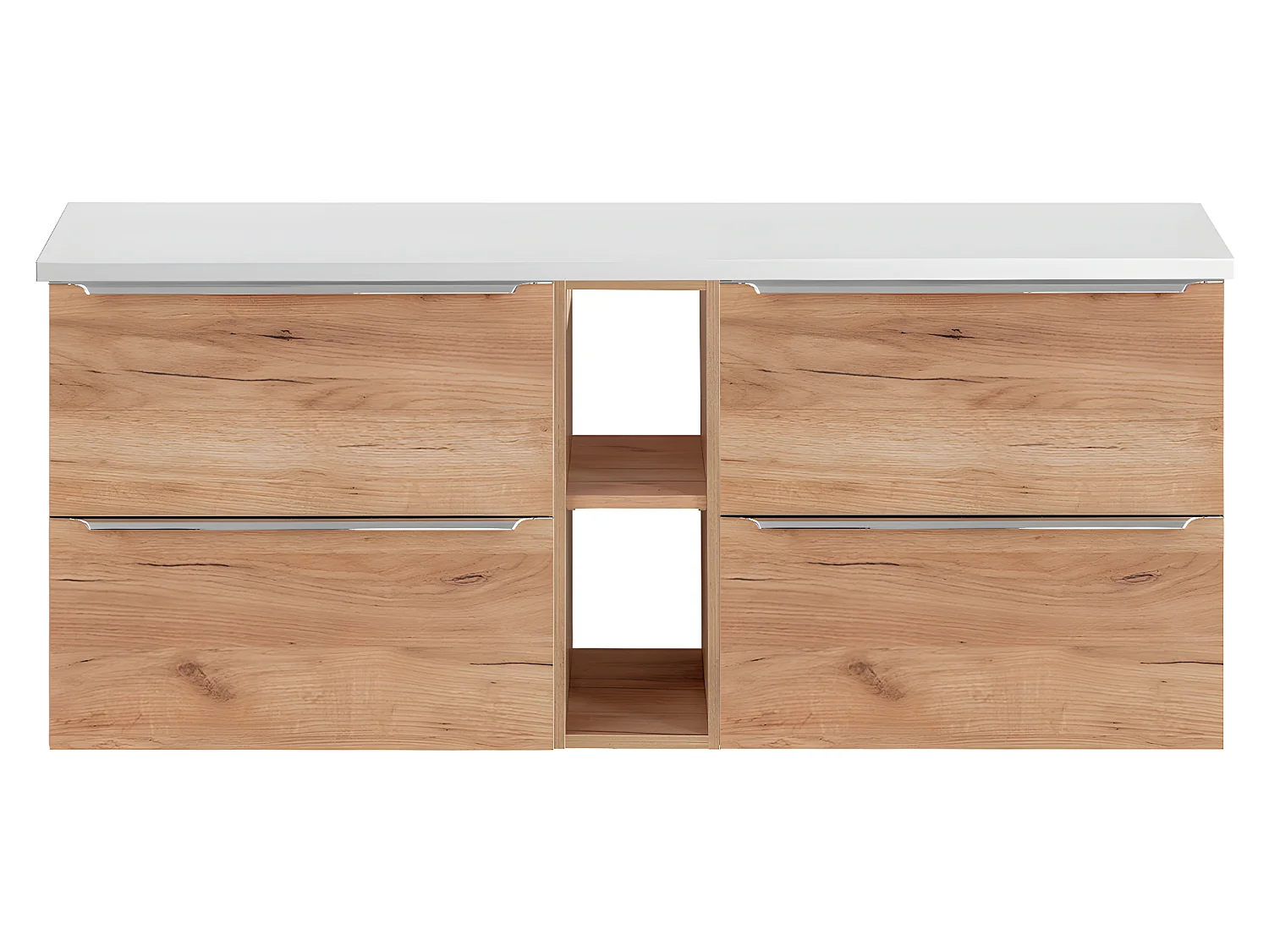 Meuble sous-vasque 140cm 2 niches April Bois et Blanc