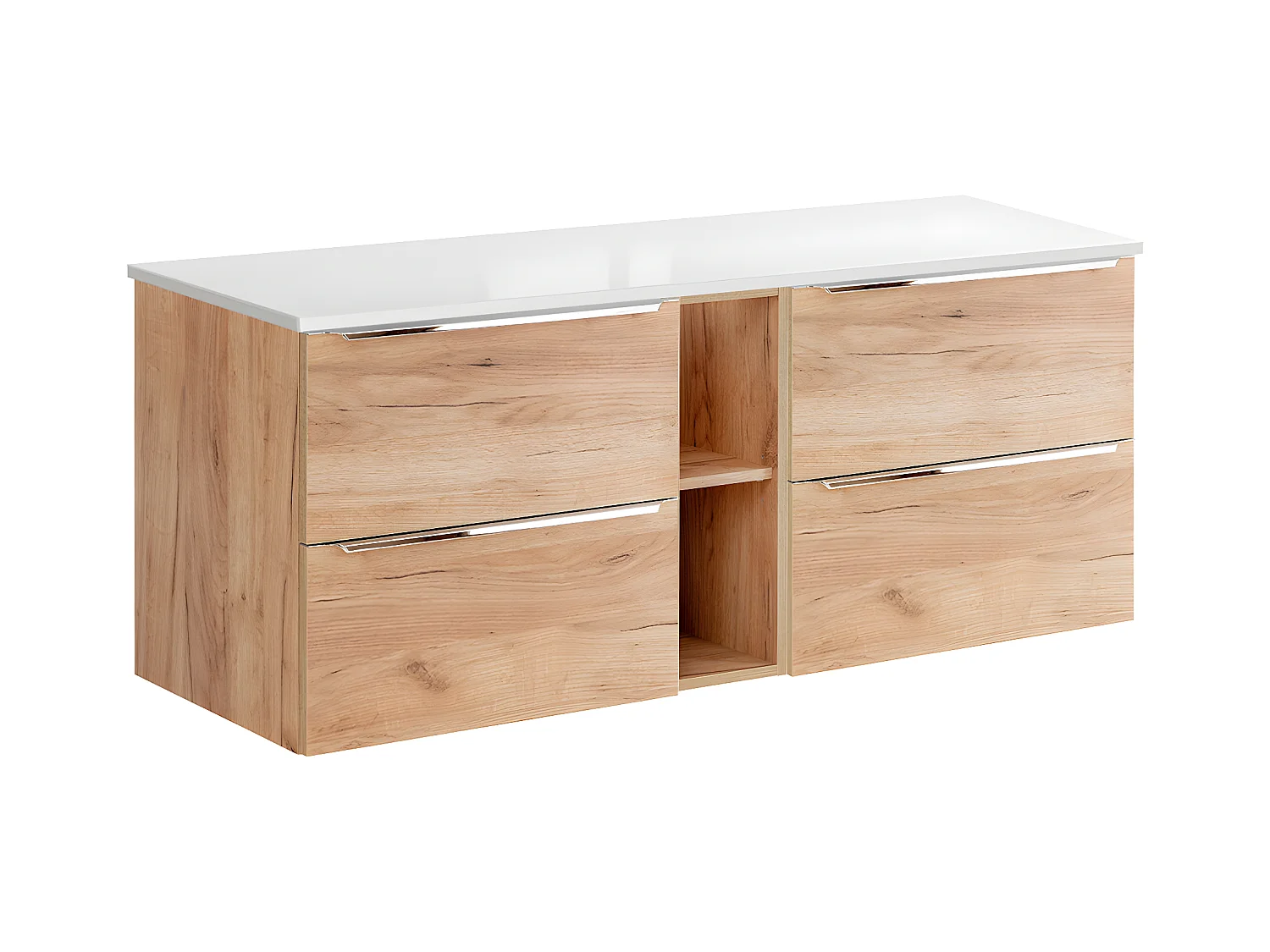 Meuble sous-vasque 140cm 2 niches April Bois et Blanc