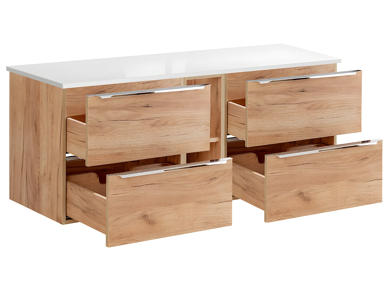 Meuble sous-vasque 140cm 2 niches April Bois et Blanc