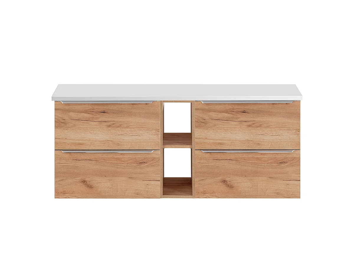 Meuble sous-vasque 140cm 2 niches April Bois et Blanc