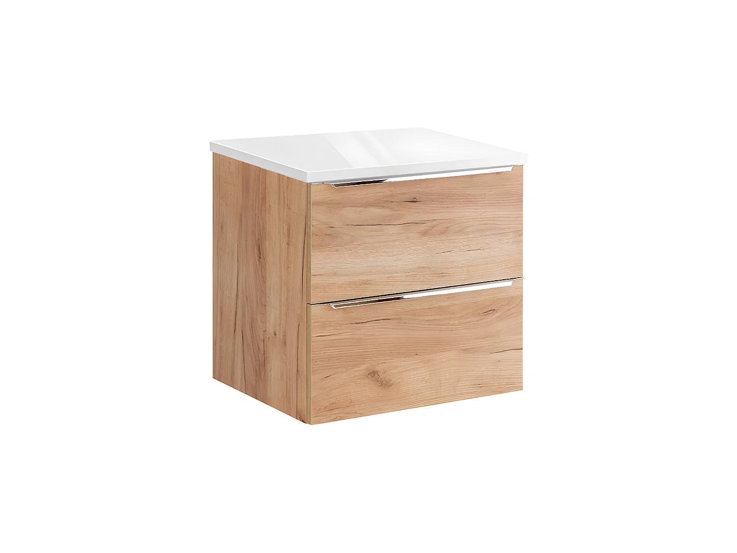Meuble sous-vasque 60cm plan de toilette April Bois et Blanc