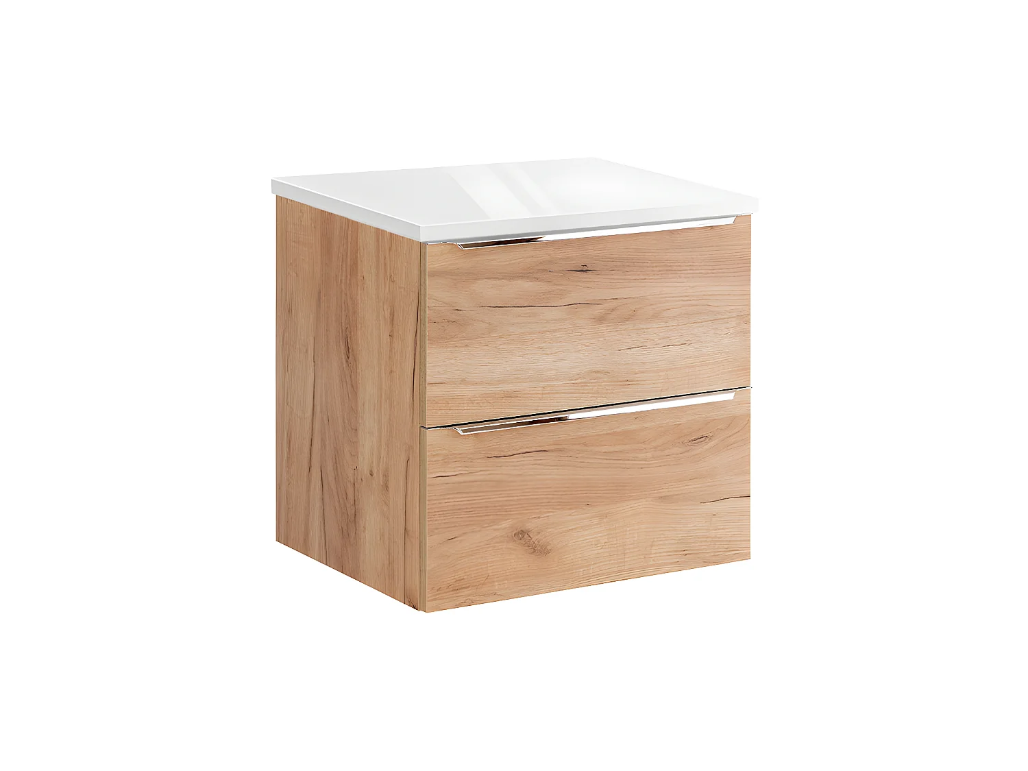 Meuble sous-vasque 60cm plan de toilette April Bois et Blanc