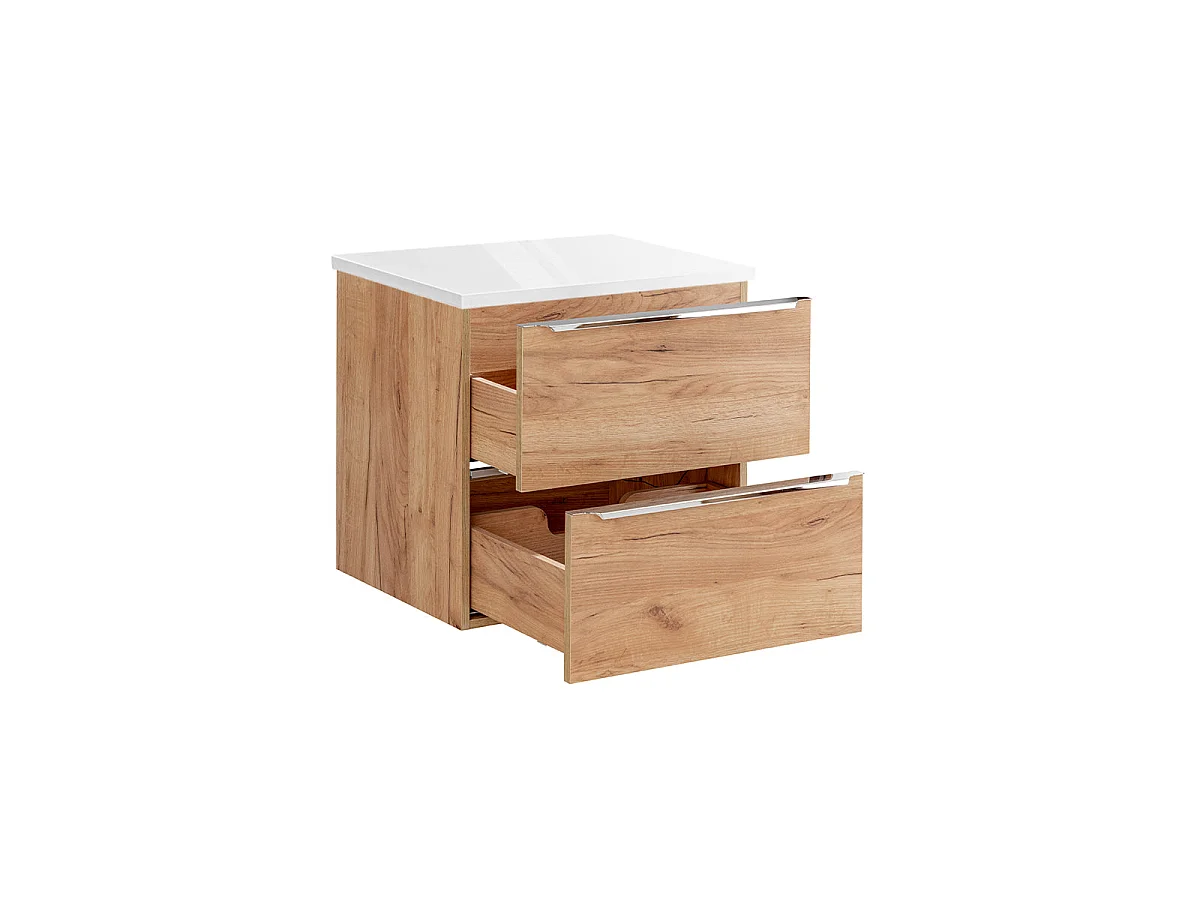 Meuble sous-vasque 60cm plan de toilette April Bois et Blanc