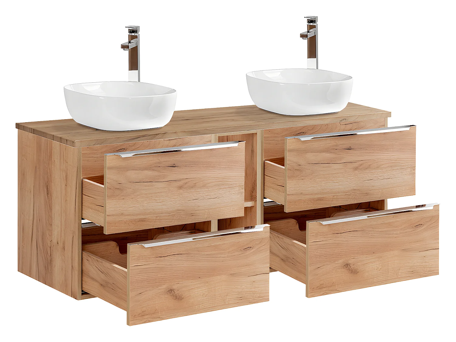 Meuble double vasque 140cm 2 niches April Bois