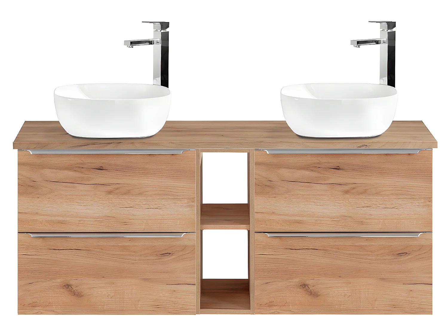 Meuble double vasque 140cm 2 niches April Bois