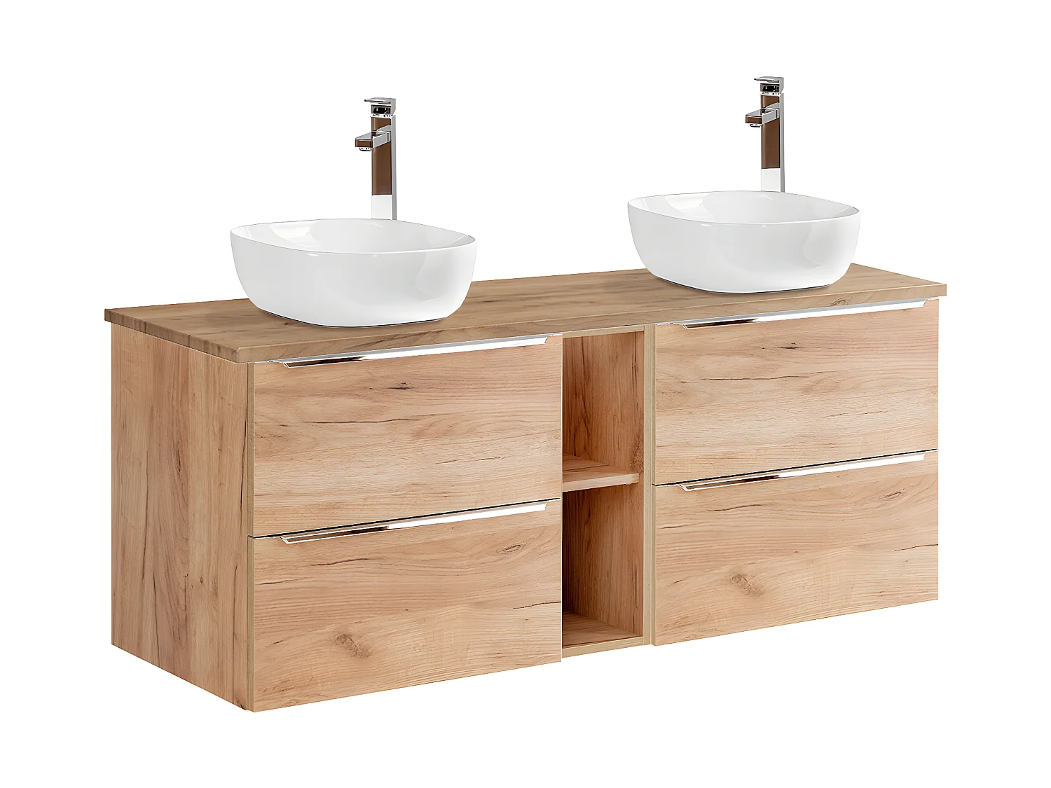 Meuble double vasque 140cm 2 niches April Bois