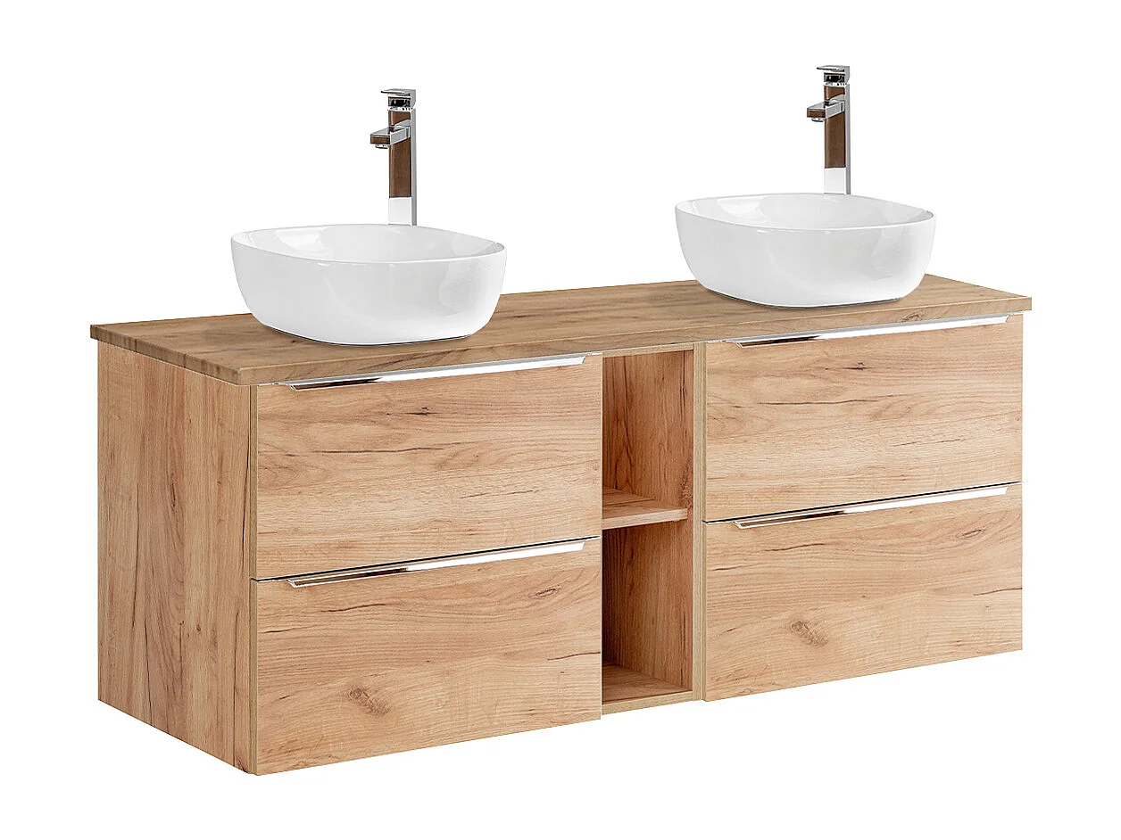 Meuble double vasque 140cm 2 niches April Bois