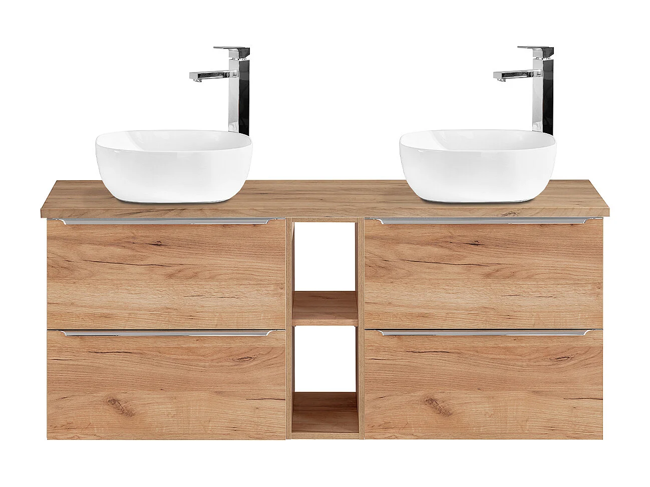 Meuble double vasque 140cm 2 niches April Bois