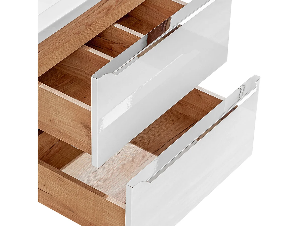 Double basin unit 140cm 2 niches April White and Wood