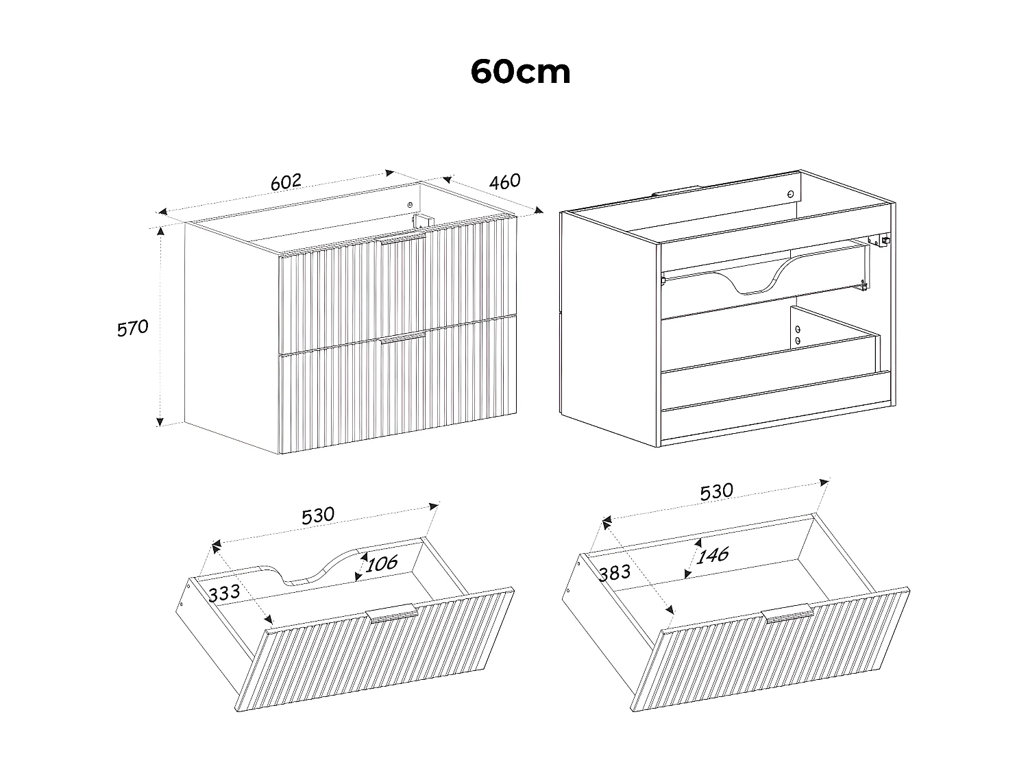 Meuble double vasque encastrée 120cm Adriel Blanc