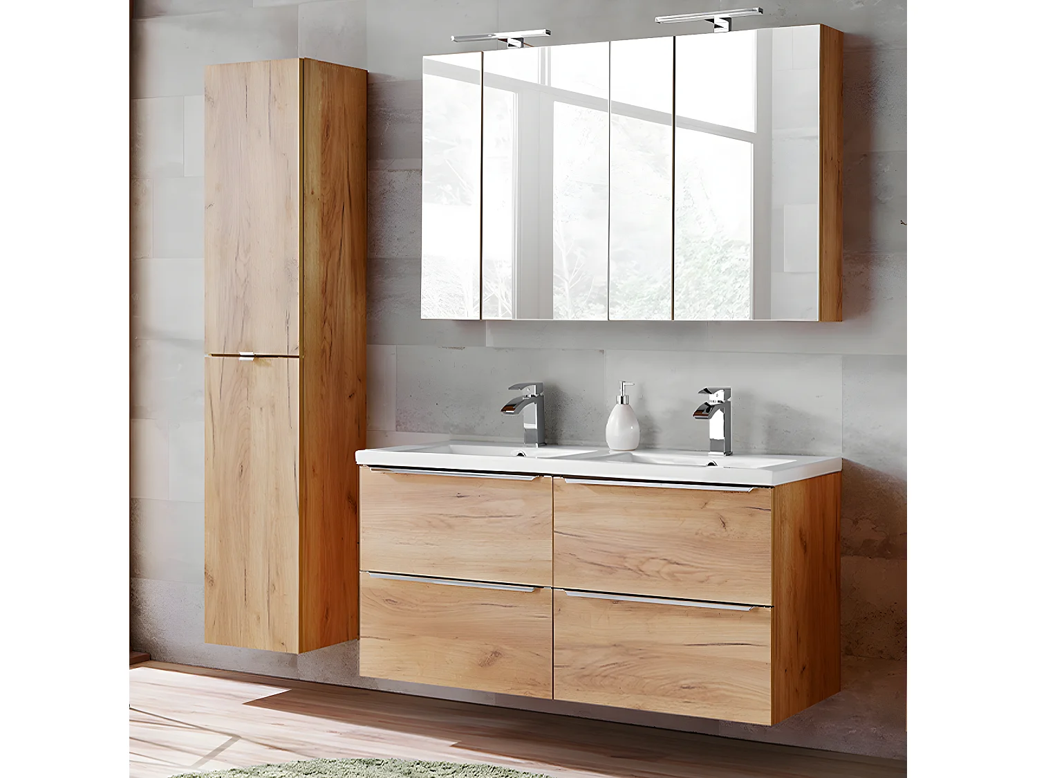 Mueble doble lavabo encastrado 120cm April Madera