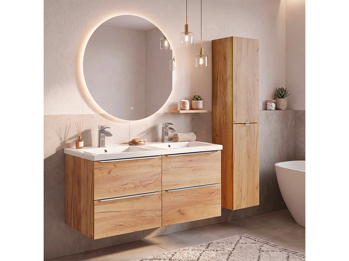 Dubbele wastafel 120cm April Wood