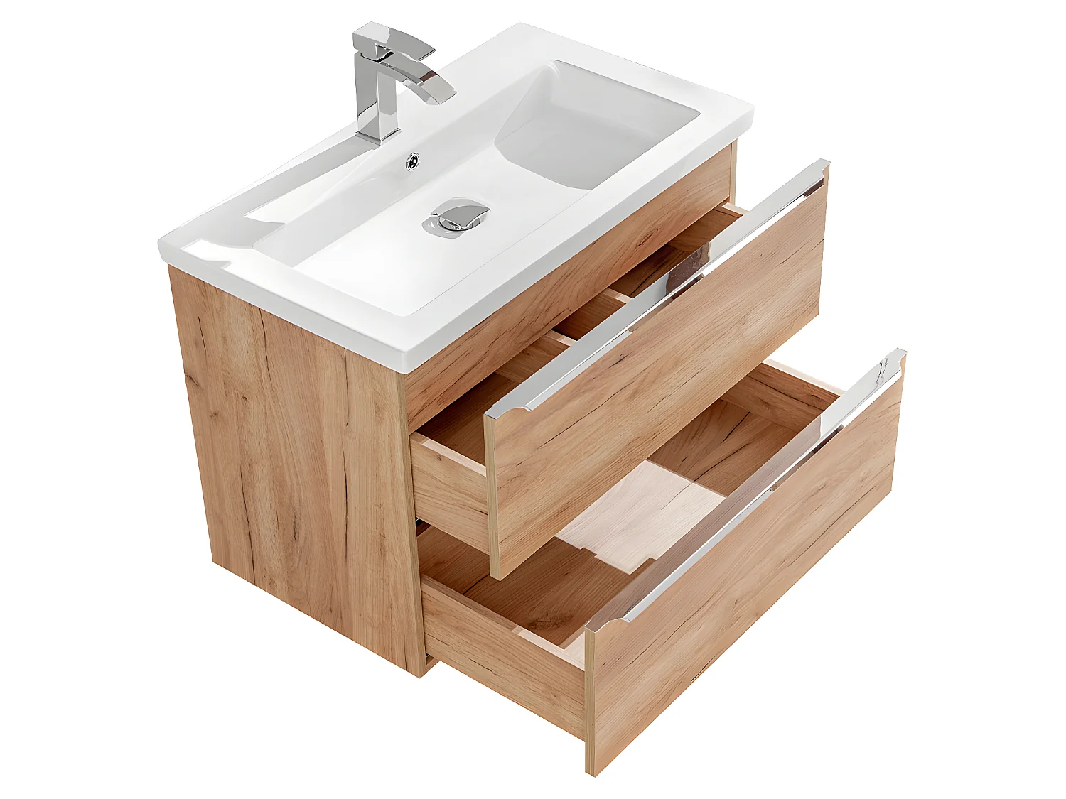 Ensemble meuble simple vasque encastrée 80cm et colonne April Bois