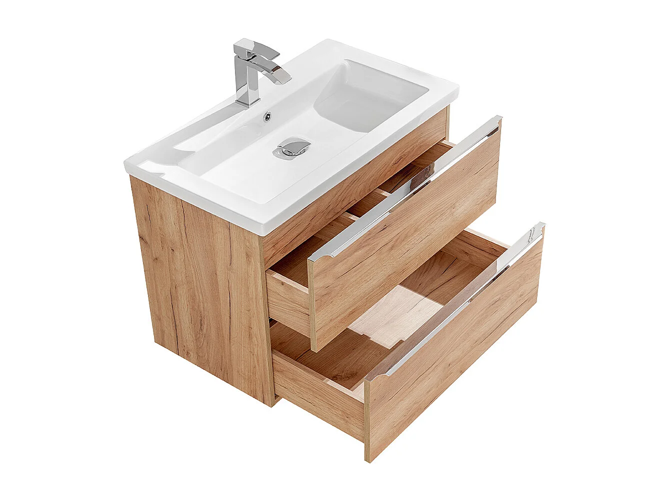 Ensemble meuble simple vasque encastrée 80cm et colonne April Bois