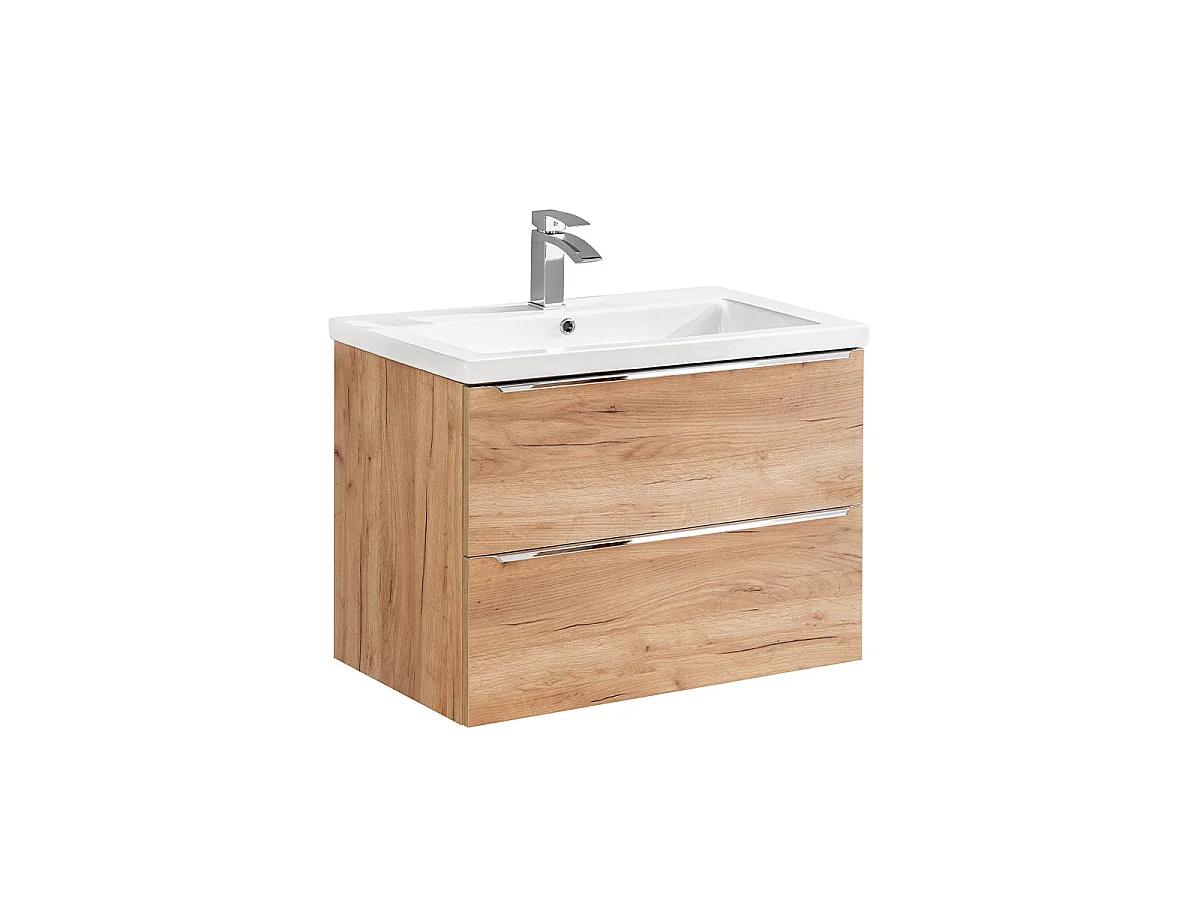 Ensemble meuble simple vasque encastrée 80cm et colonne April Bois