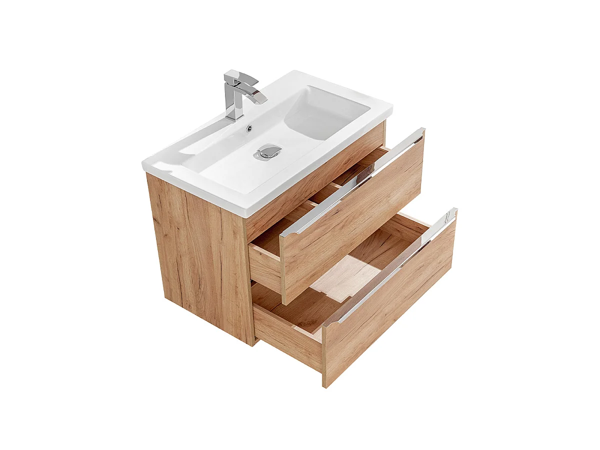 Ensemble meuble simple vasque encastrée 80cm et colonne April Bois