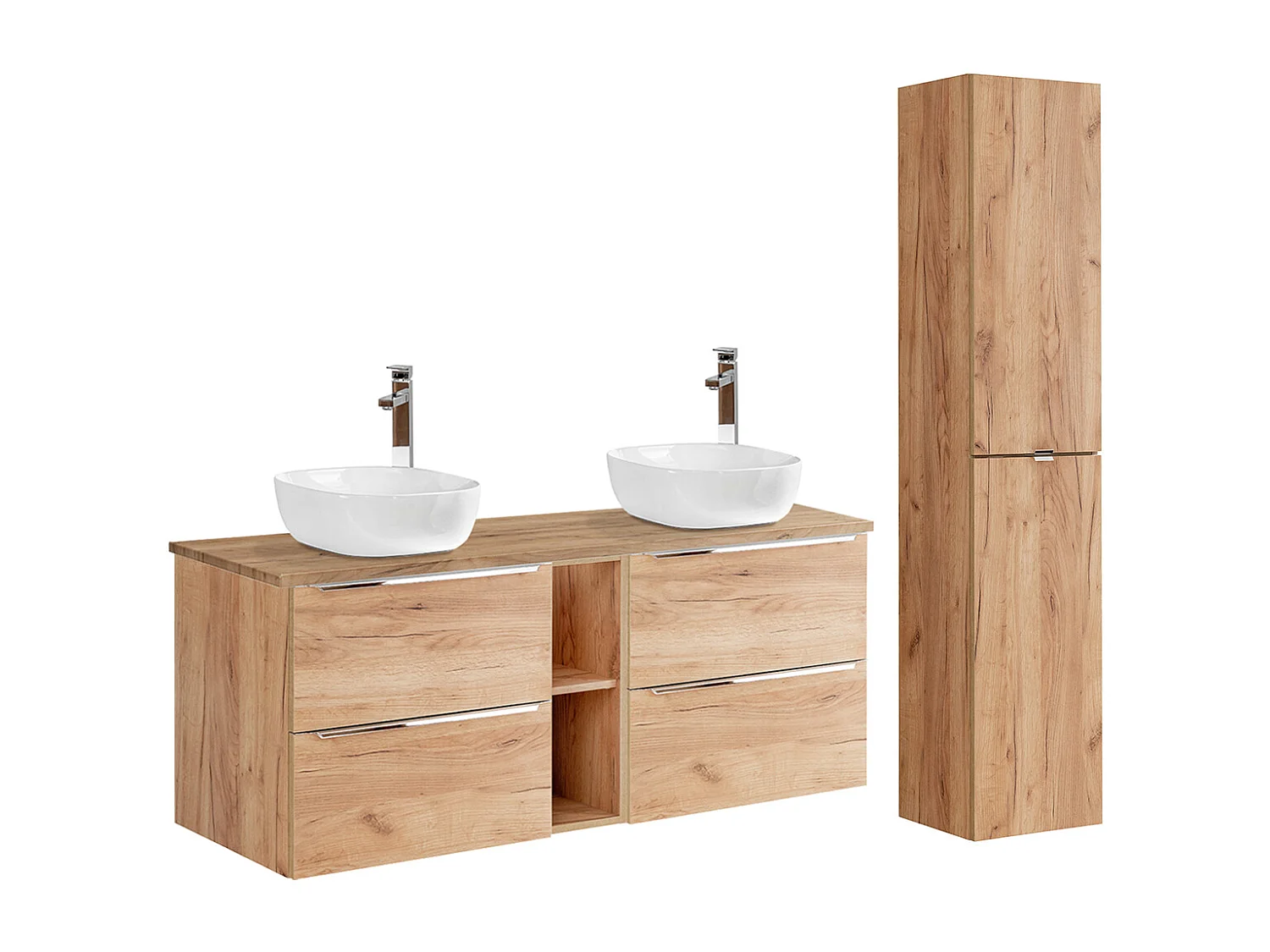Set di mobili da bagno doppio lavabo April marrone 140cm