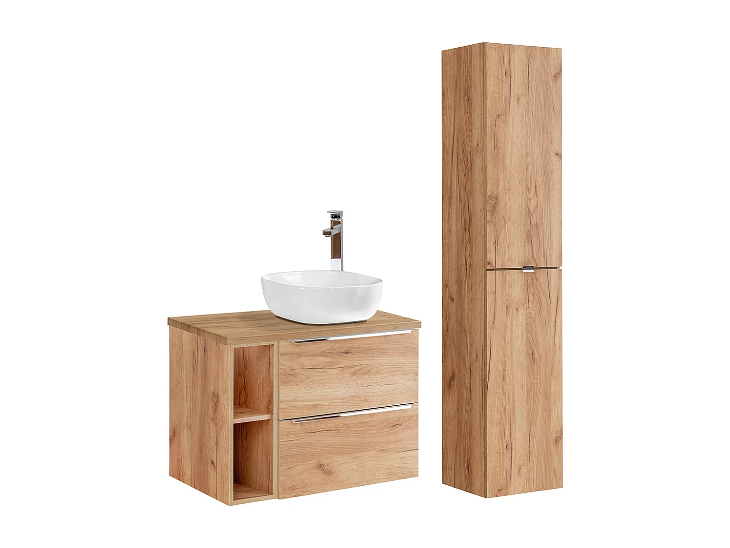 Ensemble meuble simple vasque 80cm 2 niches et colonne April Bois