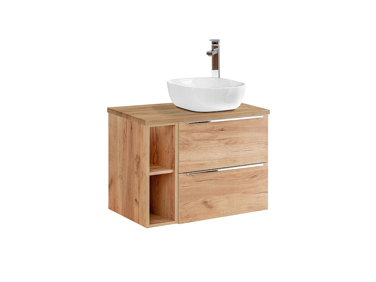 Ensemble meuble simple vasque 80cm 2 niches et colonne April Bois
