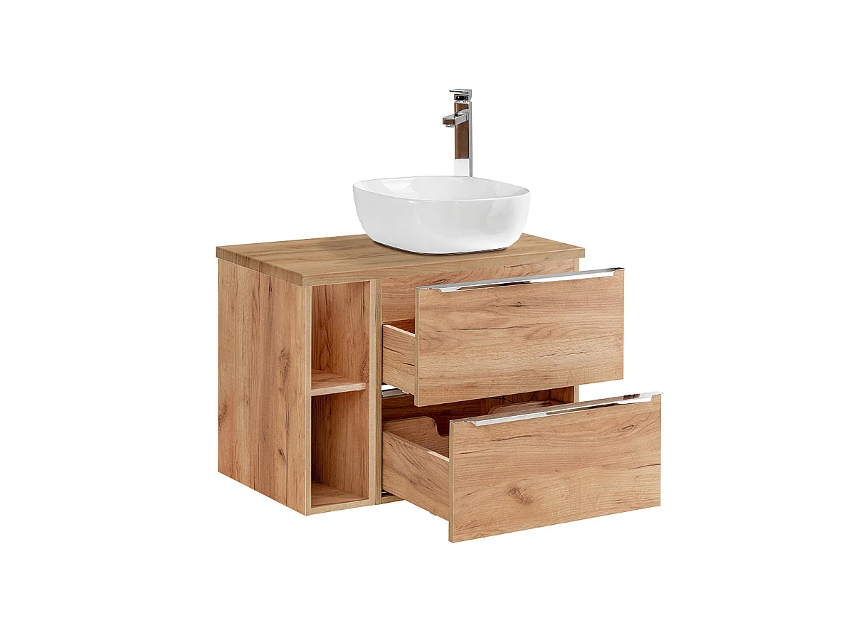 Ensemble meuble simple vasque 80cm 2 niches et colonne April Bois