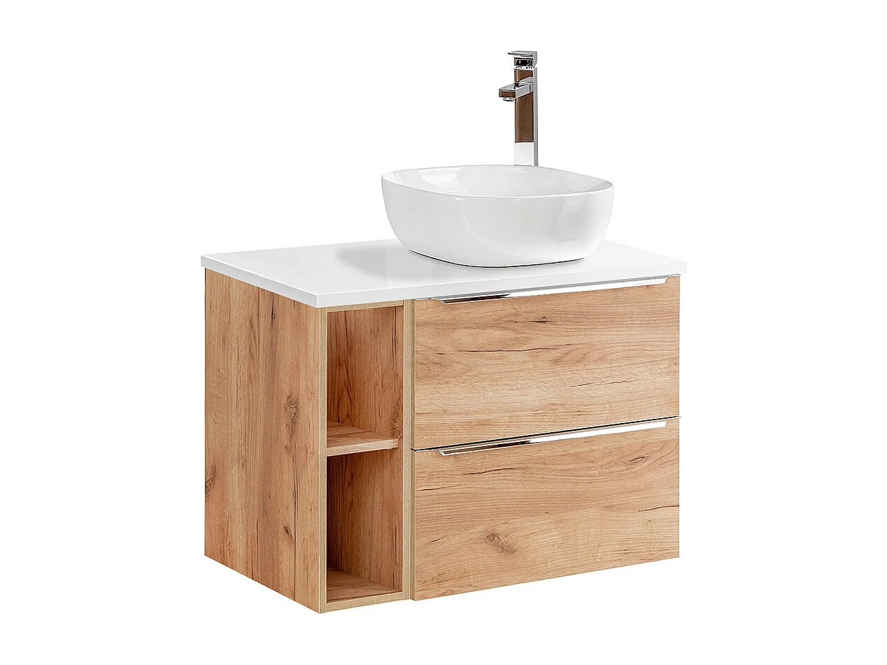 Ensemble meuble simple vasque 80cm 2 niches et colonne April Bois et Blanc