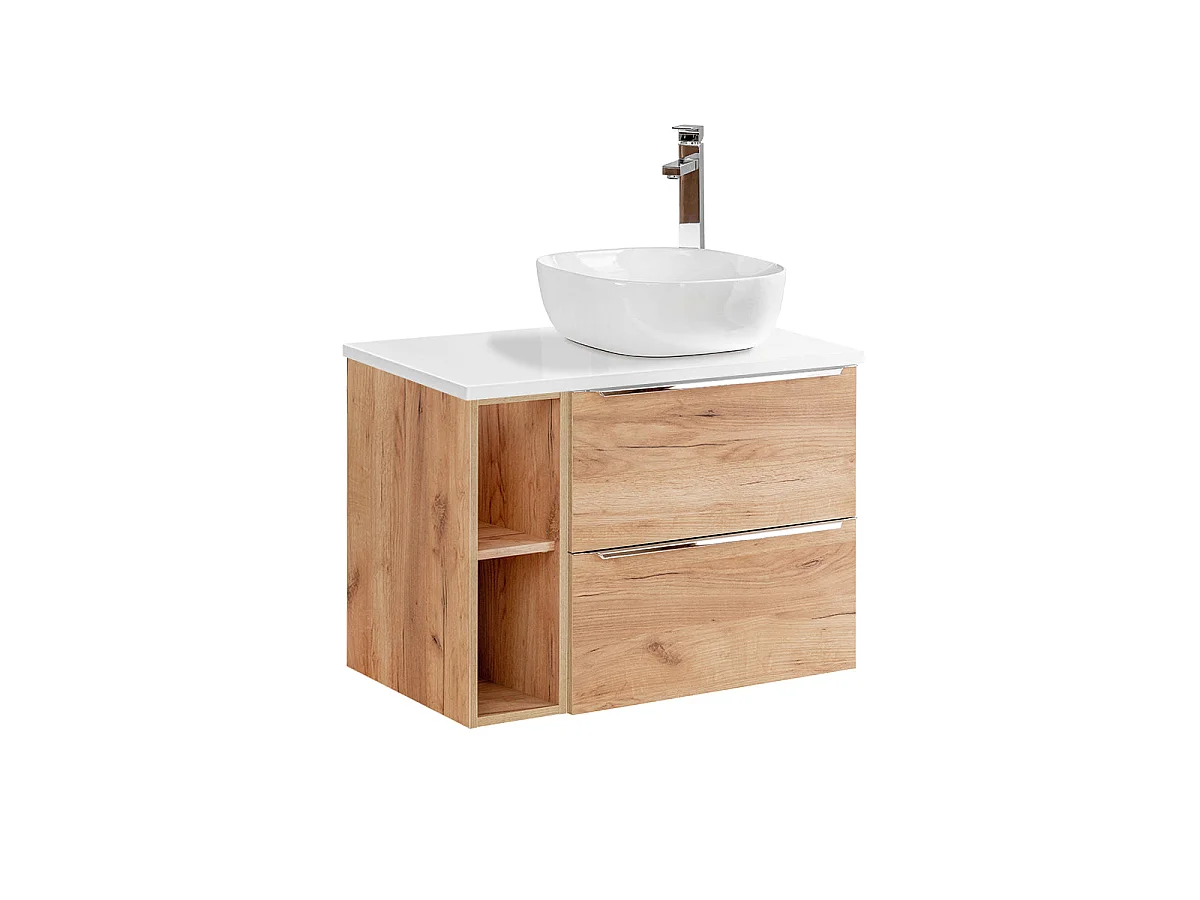 Ensemble meuble simple vasque 80cm 2 niches et colonne April Bois et Blanc