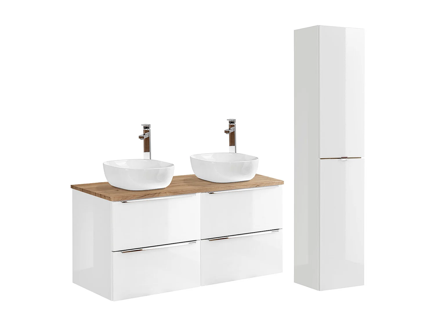 Set di mobili da bagno doppio lavabo April bianco 120cm