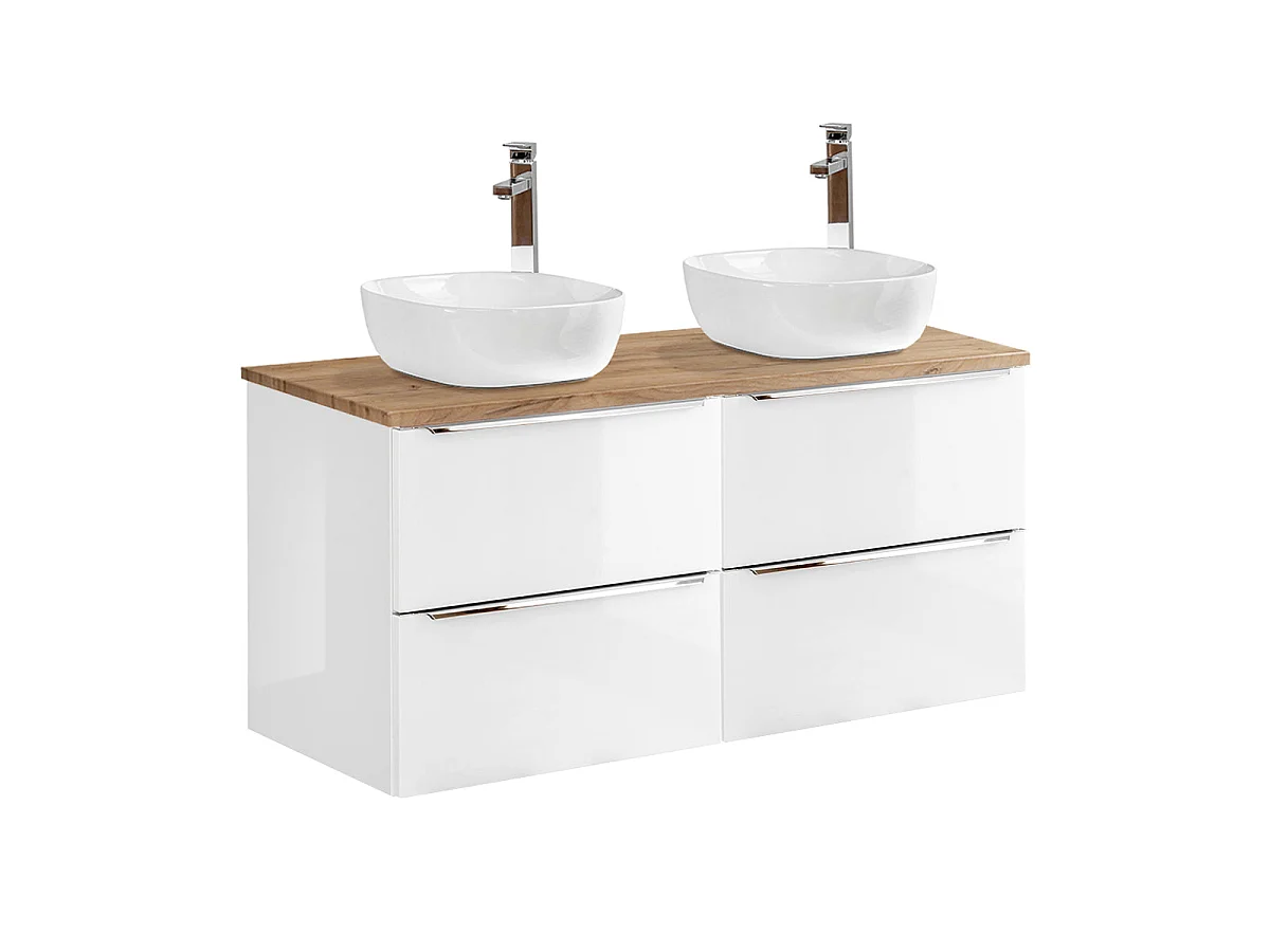 Ensemble meuble double vasque 120cm et colonne April Blanc et Bois