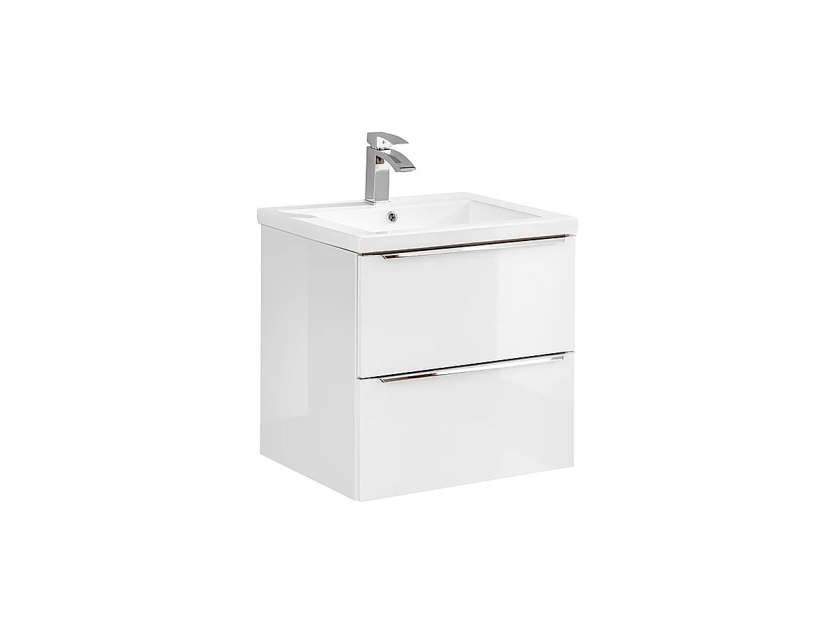 Ensemble meuble simple vasque encastrée 60cm et colonne April Blanc