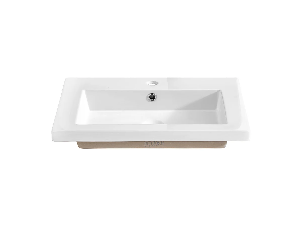 Ensemble meuble simple vasque encastrée 60cm et colonne April Blanc