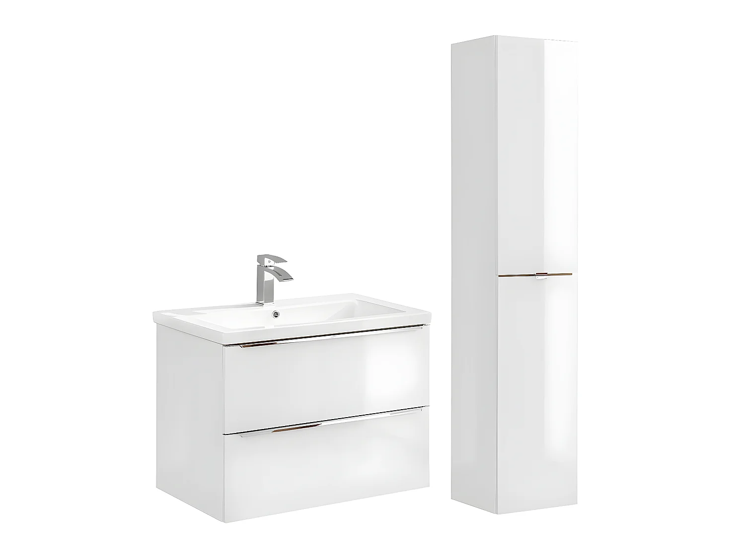 Set di mobili da bagno con lavabo April bianco 80cm
