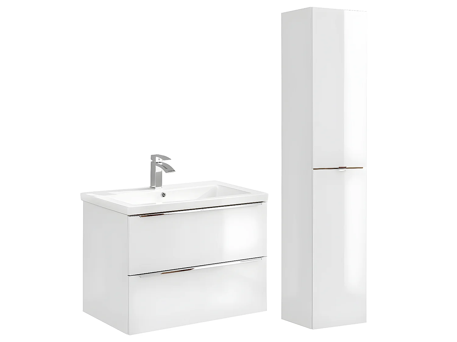 Conjunto mueble lavabo individual encastrable 80cm y columna April Blanco