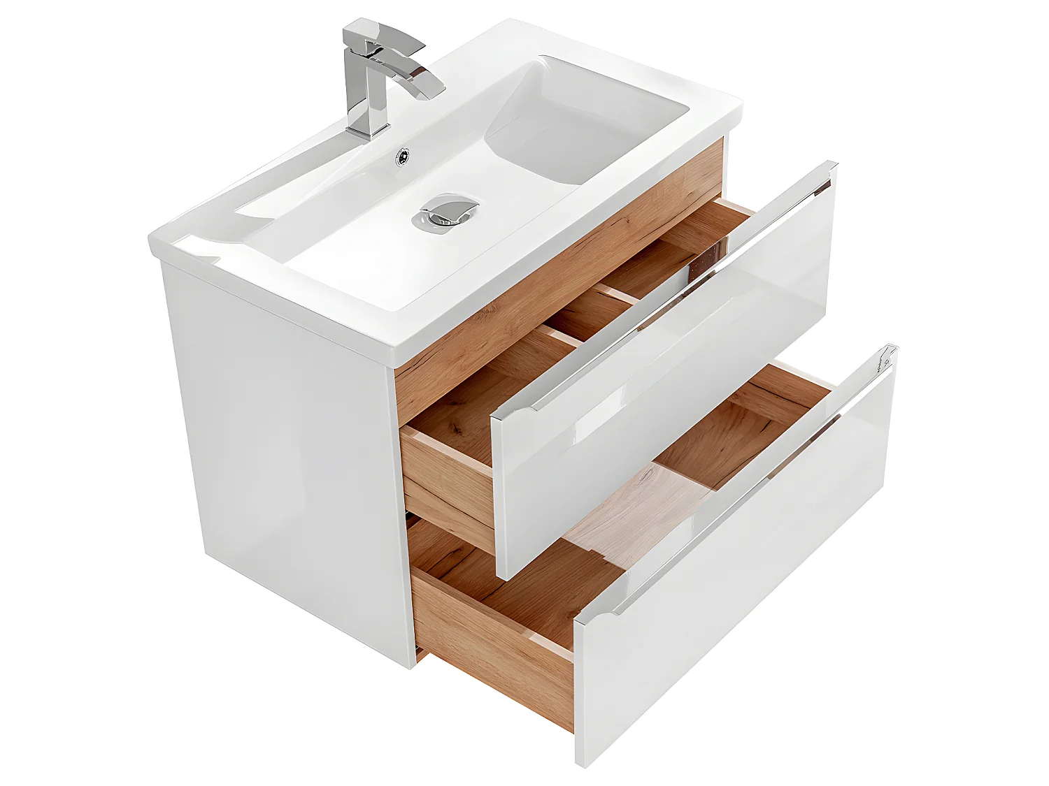 Conjunto mueble lavabo individual encastrable 80cm y columna April Blanco
