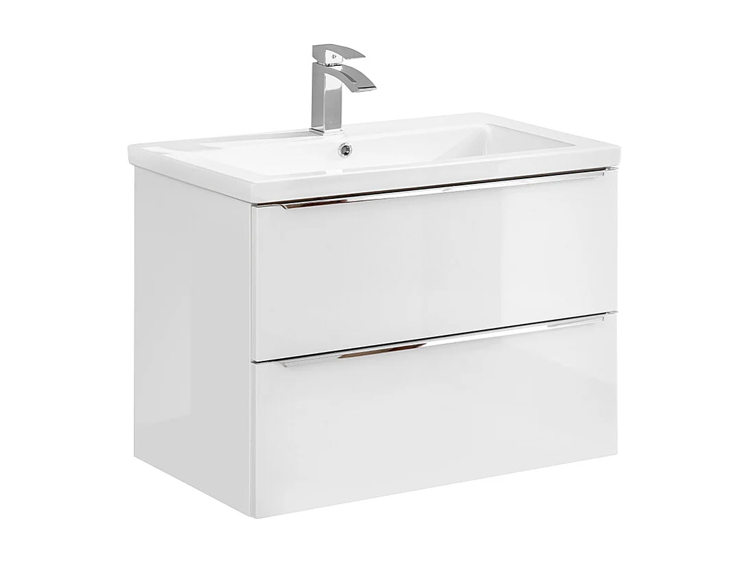 Ensemble meuble simple vasque encastrée 80cm et colonne April Blanc
