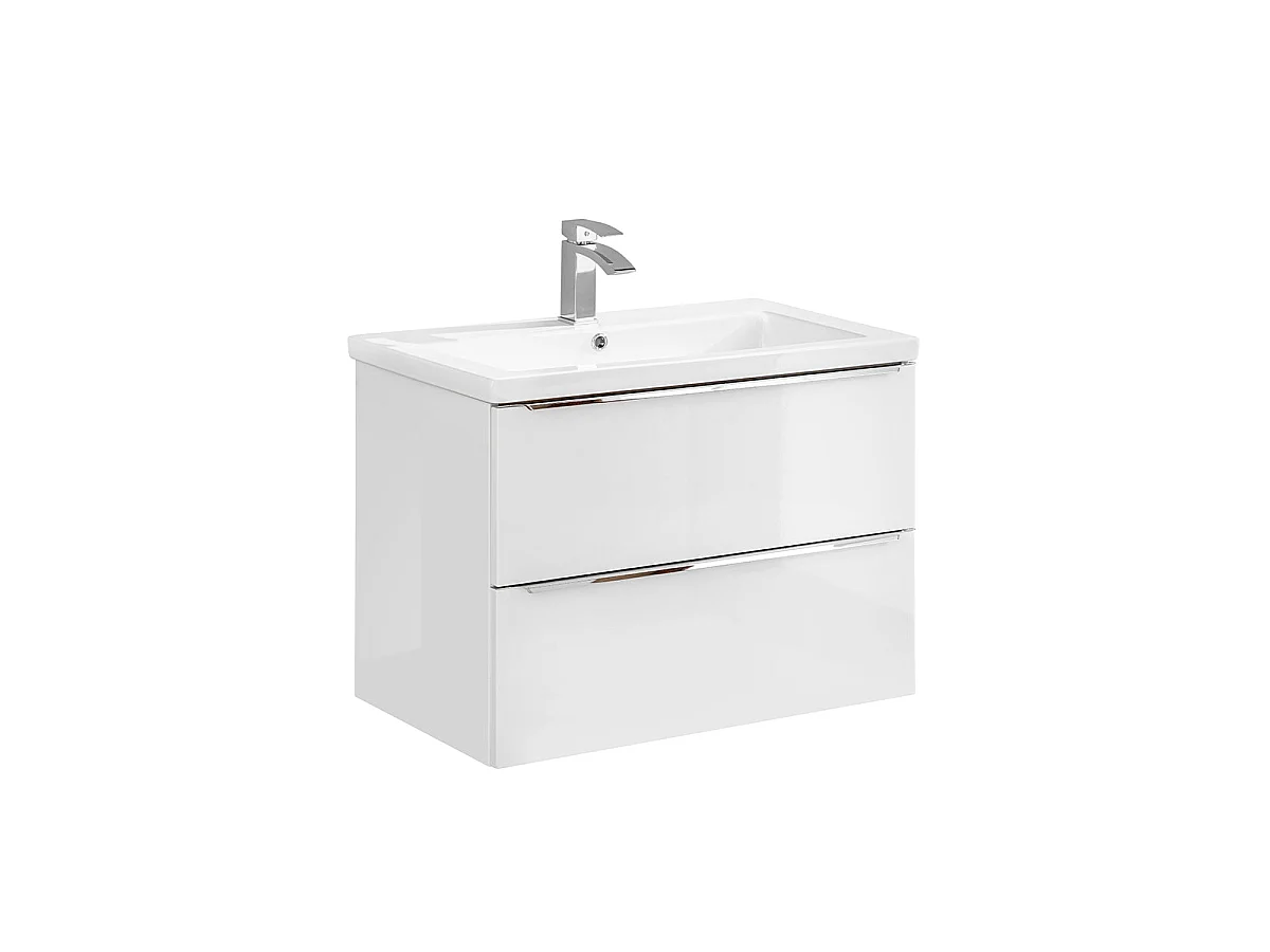 Ensemble meuble simple vasque encastrée 80cm et colonne April Blanc