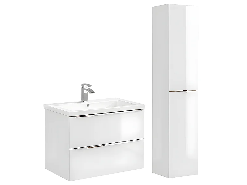 Conjunto mueble lavabo individual encastrable 80cm y columna April Blanco