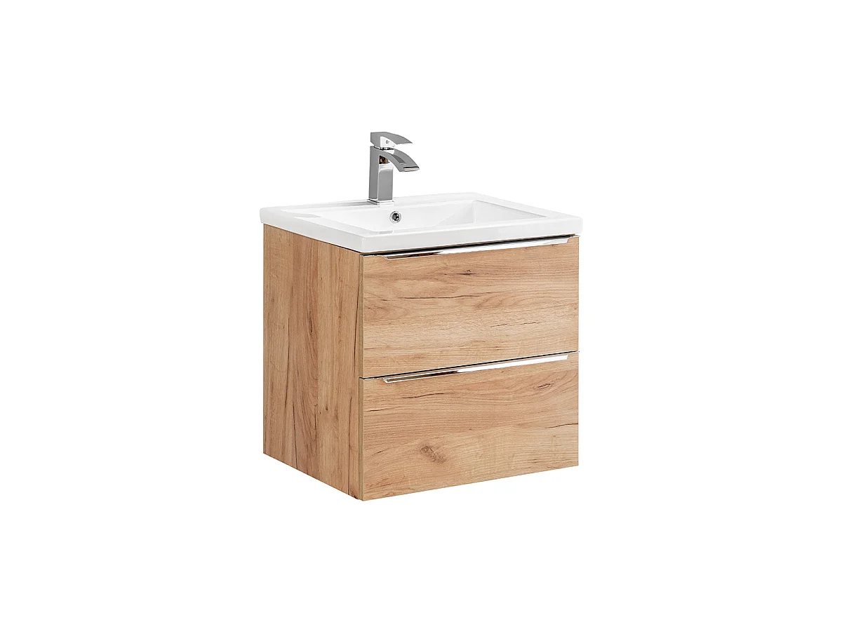 Ensemble meuble simple vasque encastrée 60cm et colonne April Bois