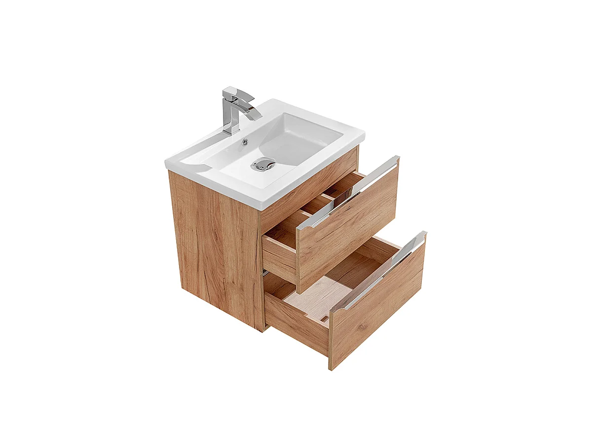 Ensemble meuble simple vasque encastrée 60cm et colonne April Bois