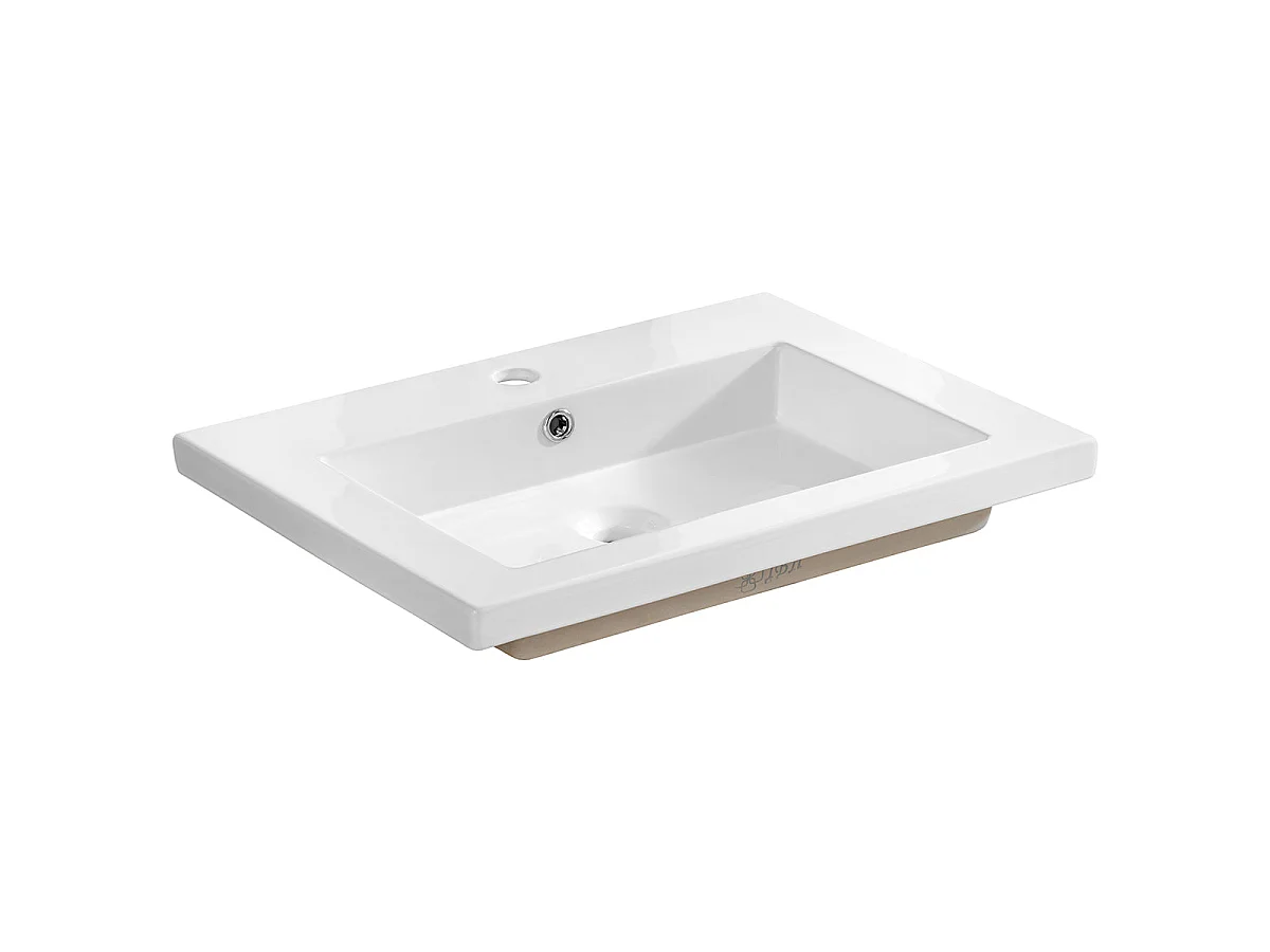 Ensemble meuble simple vasque encastrée 60cm et colonne April Bois