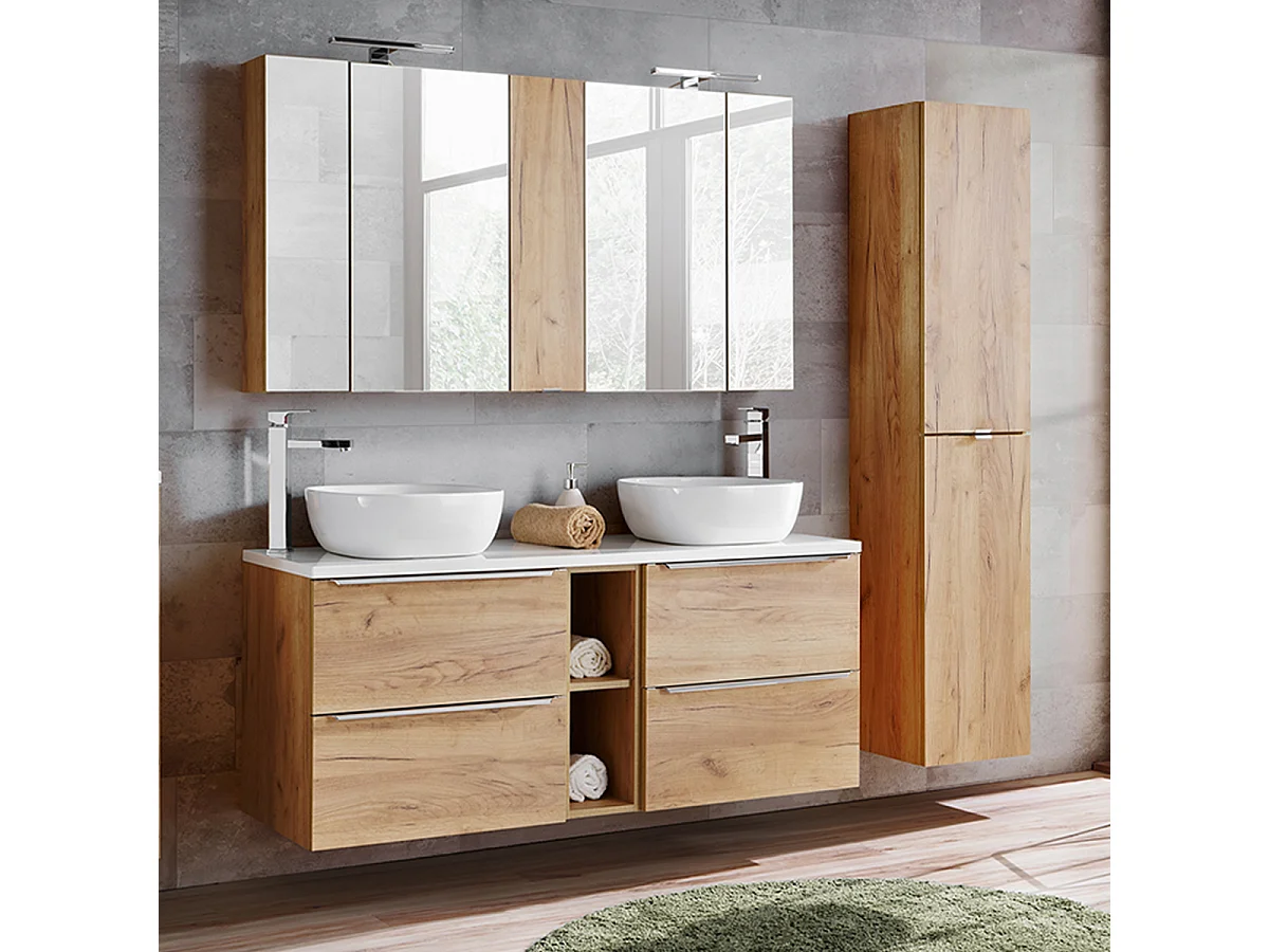 Set di mobili da bagno doppio lavabo April marrone 140cm