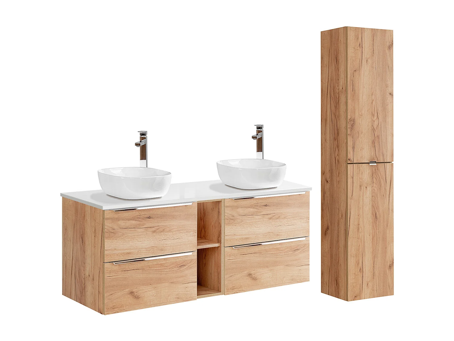Set di mobili da bagno doppio lavabo April marrone 140cm