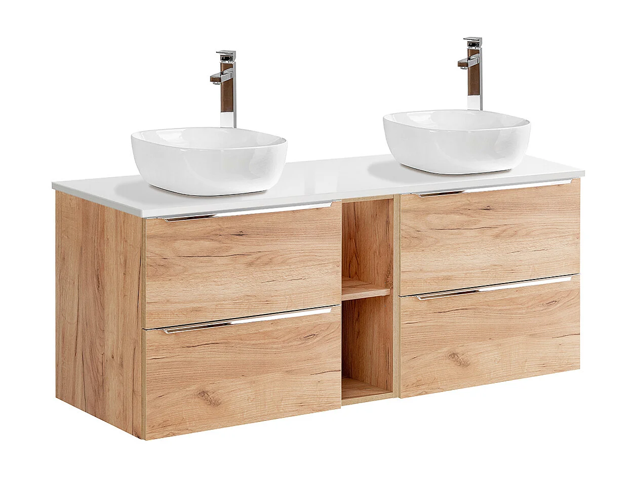Set di mobili da bagno doppio lavabo April marrone 140cm