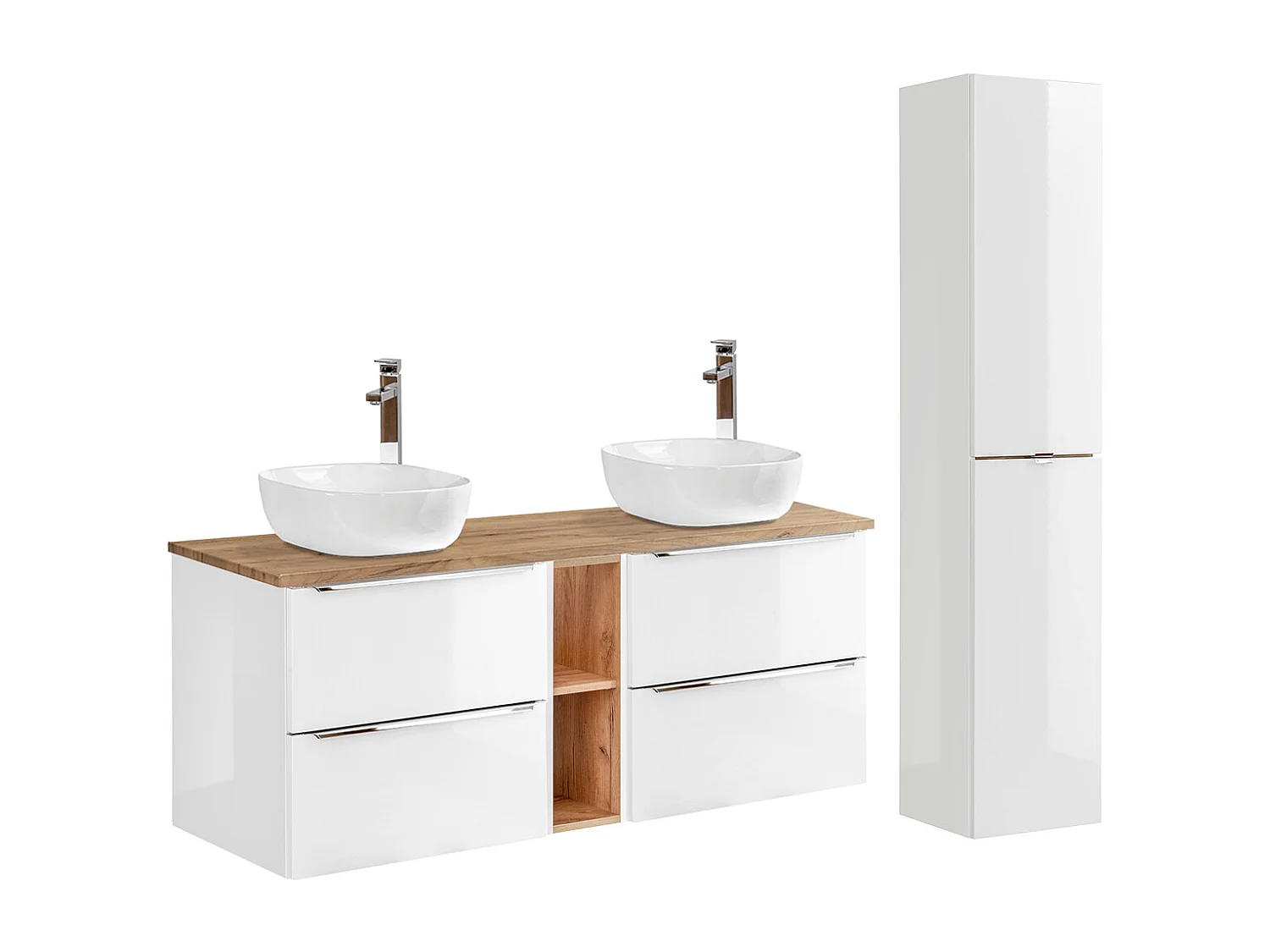 Set di mobili da bagno doppio lavabo April bianco 140cm