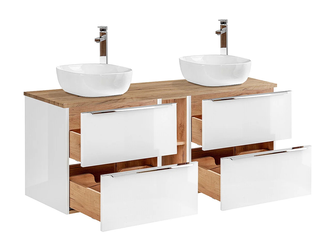 Set di mobili da bagno doppio lavabo April bianco 140cm