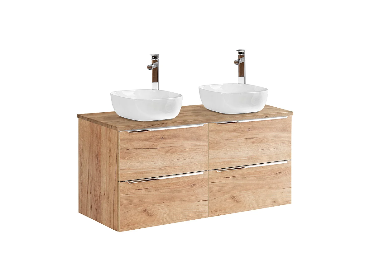 Ensemble meuble double vasque 120cm et colonne April Bois