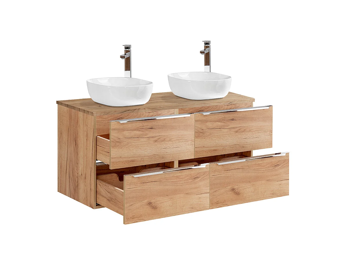Ensemble meuble double vasque 120cm et colonne April Bois