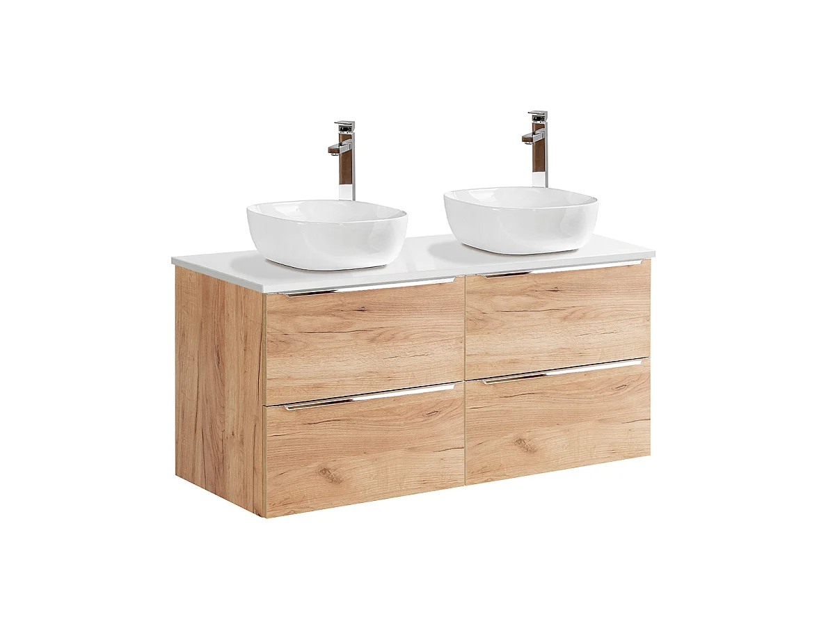 Ensemble meuble double vasque 120cm et colonne April Bois et Blanc