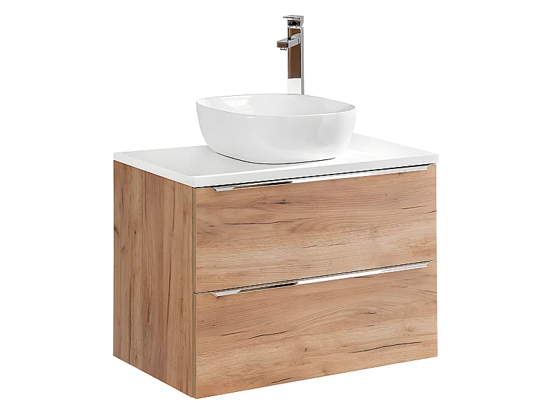 Enkele wastafel 80cm April Hout en Wit