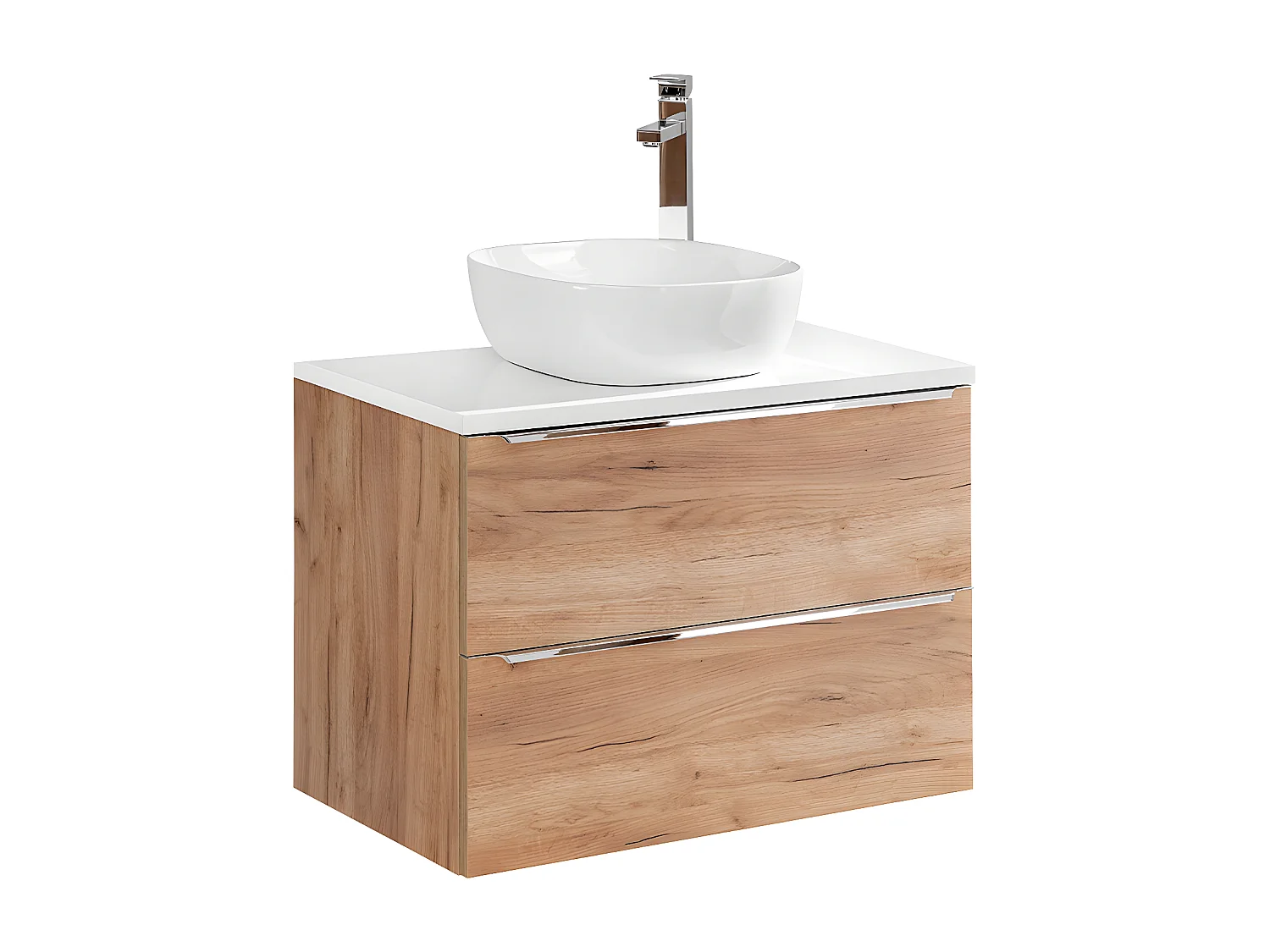 Meuble simple vasque 80cm April Bois et Blanc