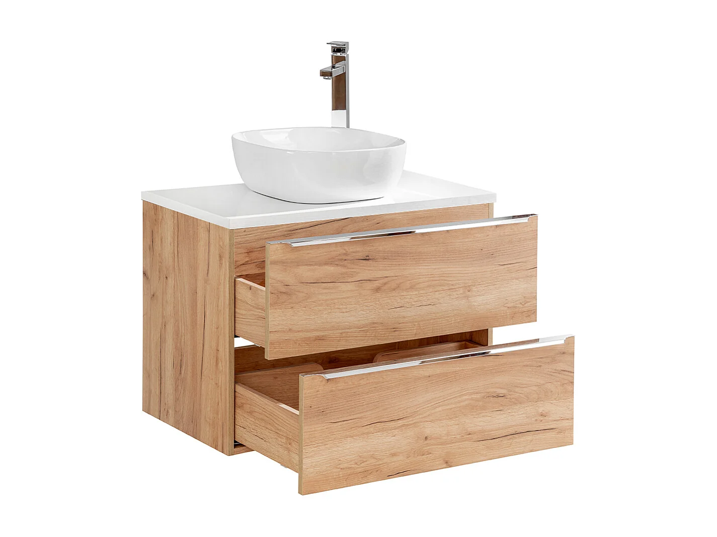 Enkele wastafel 80cm April Hout en Wit